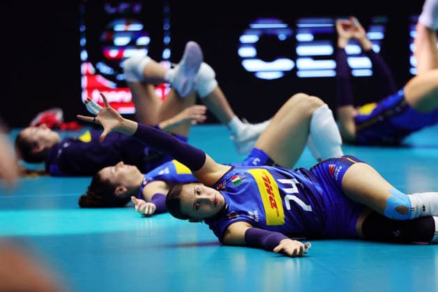 BRNO, TJECKIEN 20260902 Italiens Ekaterina Antropova värmer upp under kvartsfinalen i damernas volleyboll-EM mellan Italien och Sverige i Brno, Tjeckien. BRNO TJECKIEN x9200x