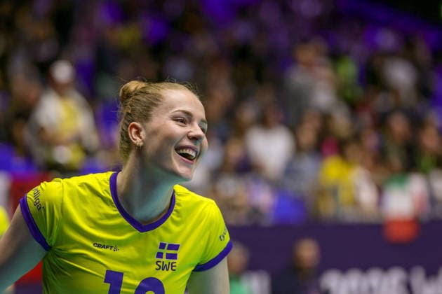 BRNO, CZECH REPUBLIC 20260902 Sweden s Isabelle Haak warms up before the quarter-final match of the Women s Volleyball European Championship, EM, Europameisterschaft between Italy and Sweden in Brno, Czech Republic. BRNO CZECH REPUBLIC x9200x