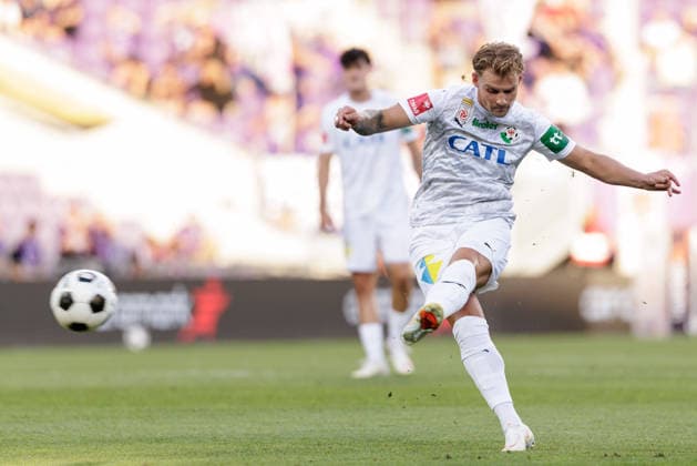 SOCCER - BL, A.Wien vs Wattens VIENNA,AUSTRIA,02.SEP.26 - SOCCER - ADMIRAL Bundesliga, FK Austria Wien vs WSG Tirol. Image shows Nikolai Baden Frederiksen (Wattens).  GEPAxpictures xArminxRauthner