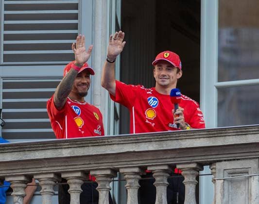 I Piloti Lewis Hamilton e Charles Leclerc all™Evento Ferrari prima del Gran premio di Monza di Formula 1 in Piazza Reale di fianco a Duomo - Milano, Italia - MercoledÃ¬, 2 Settembre 2026 - (foto Stefano Porta LaPresse) Ferrari event in Piazza Reale, next to the Duomo, ahead of the Formula 1 Monza Grand Prix. - Milan, Italy - September 1, 2026 (photo Stefano Porta LaPresse)  Copyright: xStefanoxPortax LaPressex
