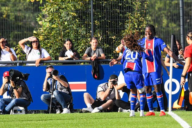 FOOTBALL : PSG vs Eintracht Francfort - UEFA Women™s Champions League - 02 09 2026 Joie des joueuses du PSG aprÃ s le but de Merveille Kanjinga (PSG) PoissyFrance  Copyright: xBaptistexAutissierx