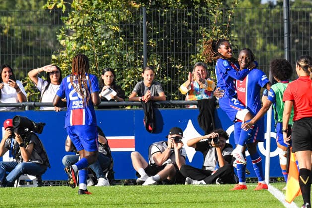 FOOTBALL : PSG vs Eintracht Francfort - UEFA Women™s Champions League - 02 09 2026 Joie des joueuses du PSG aprÃ s le but de Merveille Kanjinga (PSG) PoissyFrance  Copyright: xBaptistexAutissierx