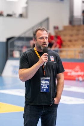 HSG Blomberg-Lippe (GER) vs. TuS Metzingen (GER), Handball, 1. Handball Bundesliga Frauen, Spieltag 2, Saison 2026 2027, Blomberg, 02.09.26 Jan-Henning Himborn (HSG Blomberg-Lippe, Geschaeftsfuehrer) Blomberg Synflex-Arena an der Ulmenallee Deutschland