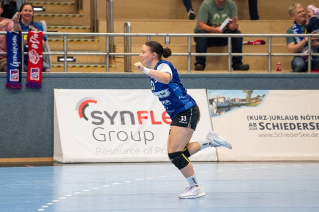 HSG Blomberg-Lippe (GER) vs. TuS Metzingen (GER), Handball, 1. Handball Bundesliga Frauen, Spieltag 2, Saison 2026 2027, Blomberg, 02.09.26 Elin Magnusdottir (HSG Blomberg-Lippe, 33) jubelt nach einem Tor Blomberg Synflex-Arena an der Ulmenallee Deutschland