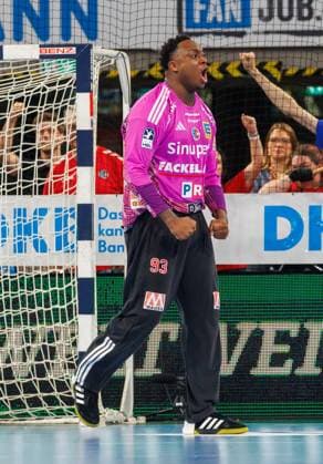 02.09.2026 - Handball - 1. Bundesliga OPEL HBL - Saison 2026 2027 - 02. Spieltag: HC Erlangen Metropolregion Nürnberg HCE - TSV Hannover-Burgdorf ( Die Recken ) - DaMa - xdaxmax - Rubens Pierre (93, HC Erlangen HCE ) jubelt Jubel ballt Faust Fäuste freut sich Freude