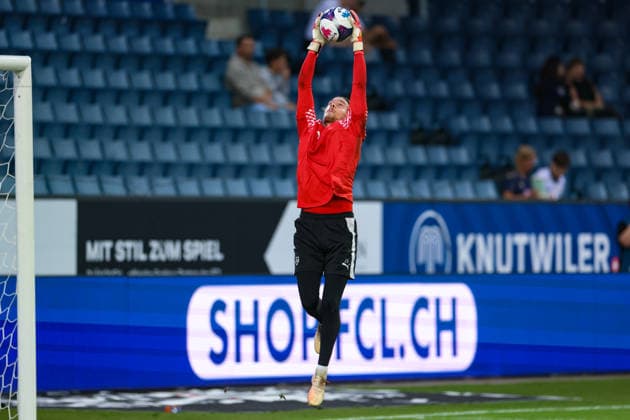 2. September 2026, Fussball, Brack Super League 2026 27, Runde 6, FC Luzern gegen FC Vaduz, Thermoplan Arena, Luzern, Schweiz Leon Schaffran (25, FC Vaduz) beim Aufwärmen Photo: Urs Ottiger