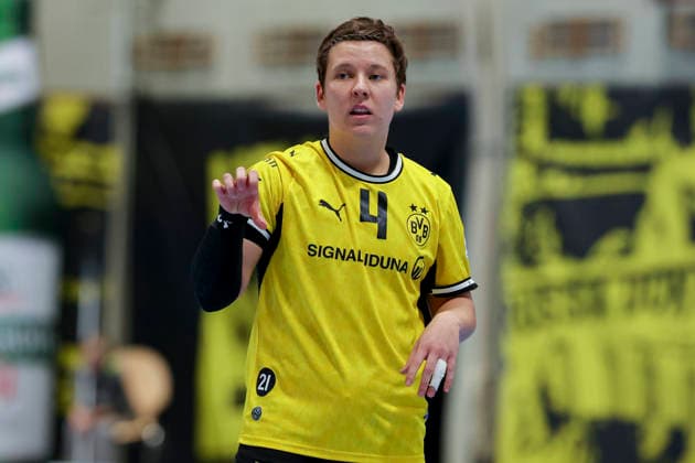 Alina Grijseels (Borussia Dortmund) gestikuliert waehrend des Spiels der Alsco Handball Bundesliga Frauen zwischen Borussia Dortmund und Union Neckarsulm, Sporthalle Wellinghofen am 02. September 2026 in Dortmund, Deutschland. (Foto von Marco Steinbrenner DeFodi Images) +++ Alina Grijseels (Borussia Dortmund) gestures during the Alsco Handball Bundesliga Frauen match between Borussia Dortmund and Sport-Union Neckarsulm at Sporthalle Wellinghofen on September 2, 2026 in Dortmund, Germany. (Photo by Marco Steinbrenner DeFodi Images) (Photo by Marco Steinbrenner DeFodi Images) -