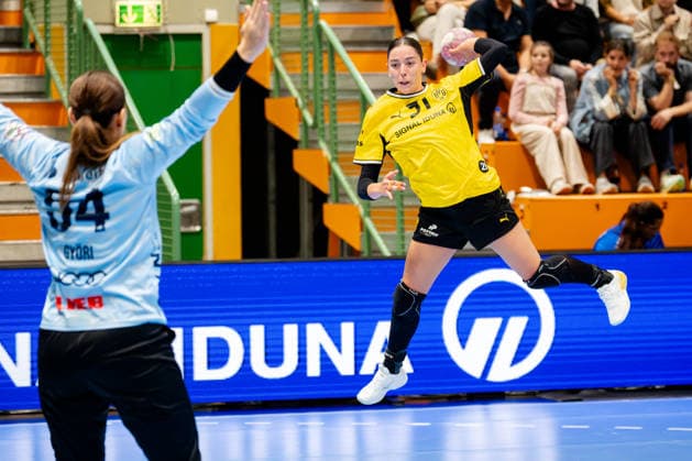 Dortmund, 02.09.2026, Handball, Damen, Bundesliga, 2. Spielatg, BVB Borussia Dortmund - Union Neckarsulm Kelly Vollebregt (BVB, 31) beim Torwurf gegen Barbara Györi (Sport-Union Neckarsulm, 54)