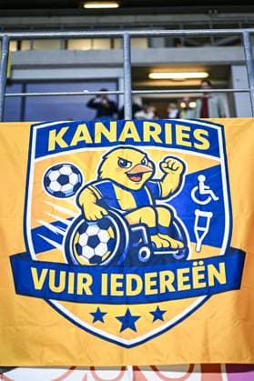 STVV flag pictured at a soccer match between STVV and Union Saint-Gilloise, Wednesday 2 September 2026 in Sint-Truiden, on day 3 of the 2026-2027 Jupiler Pro League first division of the Belgian championship. TOM GOYVAERTS TomxGoyvaerts  x185056596x