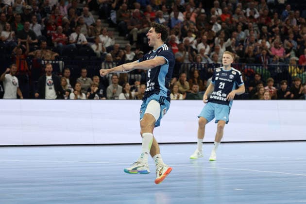 Handball I Herren I Saison 2026 2027 I Bundesliga I 2. Spieltag I Handball Club Hamburg - TVB Stuttgart I 02.09.2026 Elias Kofler (6, Handball Club Hamburg) jubelt Hamburg Barclaycard Arena Hamburg Deutschland Copyright: xLobeca RalfxHomburgx