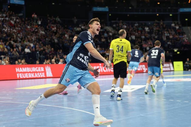 Handball I Herren I Saison 2026 2027 I Bundesliga I 2. Spieltag I Handball Club Hamburg - TVB Stuttgart I 02.09.2026 Nicolaj Jorgensen (11, Handball Club Hamburg) jubelt Hamburg Barclaycard Arena Hamburg Deutschland Copyright: xLobeca RalfxHomburgx
