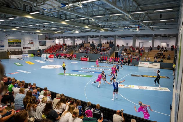 HSG Blomberg-Lippe (GER) vs. TuS Metzingen (GER), Handball, 1. Handball Bundesliga Frauen, Spieltag 2, Saison 2026 2027, Blomberg, 02.09.26 Innenansicht der Synflex-Arena an der Ulmenallee Blomberg Synflex-Arena an der Ulmenallee Deutschland
