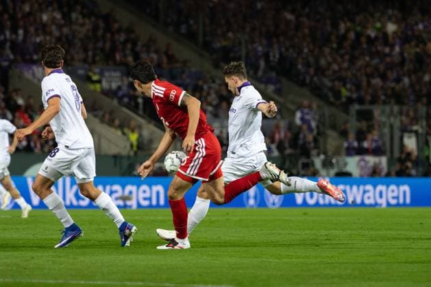 Tor zum 1:0 durch Robin Meißner 11 (Osnabrueck), VfL Osnabrueck vs. FC Bayern Muenchen, DFB-Pokal, 1. Runde, 02.09.2026 DFB regulations prohibit any use of photographs as image sequences and or quasi-video Osnabrück Niedersachsen Deutschland