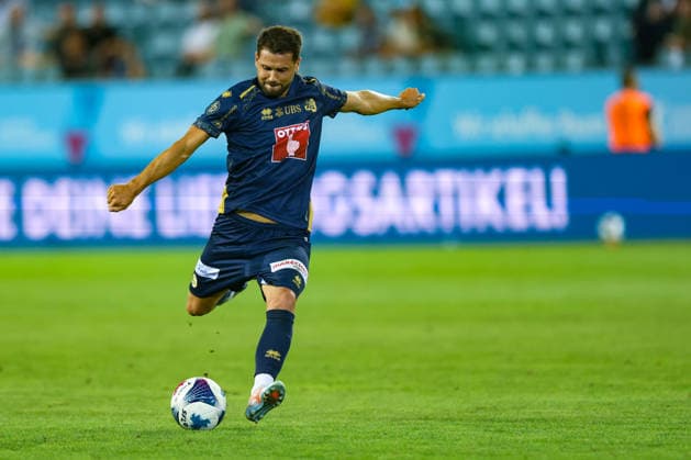 2. September 2026, Fussball, Brack Super League 2026 27, Runde 6, FC Luzern gegen FC Vaduz, Thermoplan Arena, Luzern, Schweiz Leonardo Bertone (6, FC Luzern) mti einem guten Torabschluss Photo: Urs Ottiger