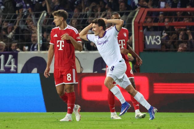 02.09.2026, xrekx, Fussball DFB Pokal 1.Runde, VfL Osnabrueck - FC Bayern München v.l. Leonhard Münst (VfL Osnabrueck Osnabrück) jubelt nach dem Tor zum 1:0 Osnabrueck