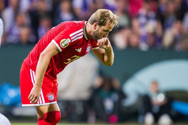 02.09.2026 - Fußball, 2026 2027, DFB-Pokal, 1. Hauptrunde, VfL Osnabrück - FC Bayern München: Harry Kane (München) jubelt nach seinem Tor zum 1:1 DFB REGULATIONS PROHIBIT ANY USE OF PHOTOGRAPHS AS IMAGE SEQUENCES AND OR QUASI-VIDEO.