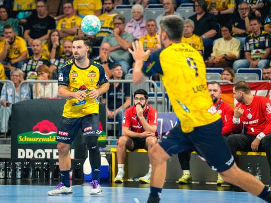 02.09.2026, xwppx, Handball Opel HBL, Rhein-Neckar-Löwen - VfL Gummersbach v.l. Dani Baijens (Rhein-Neckar Löwen), Jacob Agent Lassen (Rhein-Neckar Löwen) Mannheim