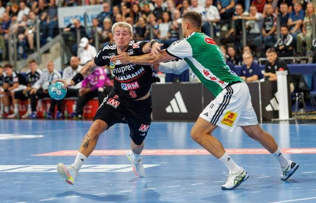 02.09.2026 - Handball - 1. Bundesliga OPEL HBL - Saison 2026 2027 - 02. Spieltag: HC Erlangen Metropolregion Nürnberg HCE - TSV Hannover-Burgdorf ( Die Recken ) - DaMa - xdaxmax - Marek Nissen (6, HC Erlangen HCE ) Sebastian Heymann (11, TSV Hannover-Burgdorf )