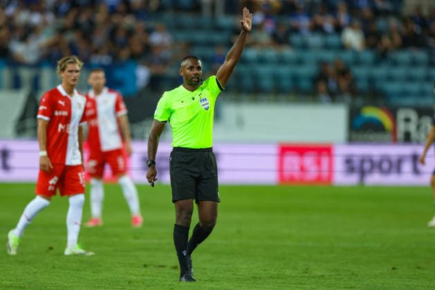 2. September 2026, Fussball, Brack Super League 2026 27, Runde 6, FC Luzern gegen FC Vaduz, Thermoplan Arena, Luzern, Schweiz Anojen Kanagasingam (Schiedsrichter) mit souveräner Spielleitung Photo: Urs Ottiger