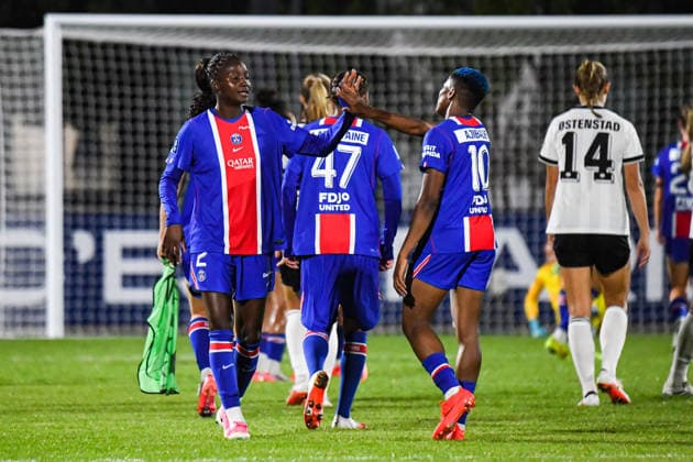 FOOTBALL : PSG vs Eintracht Francfort - UEFA Women™s Champions League - 02 09 2026 Thiniba Samoura (PSG) Rasheedat Ajibade (PSG) PoissyFrance  Copyright: xBaptistexAutissierx