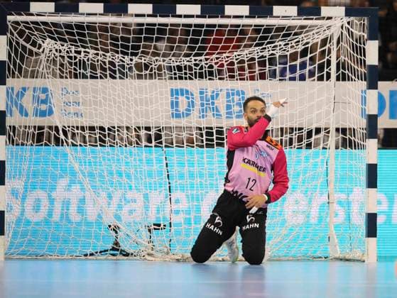 Foto : skeptische Miene bei ... Torhüter Mohamed EL_TAYAR ( Stuttgart ) Handball Herren 1. Bundesliga 2. Spieltag am Mi. 02.09.2026 Handball 1. Liga HCH Hamburg - TVB Stuttgart