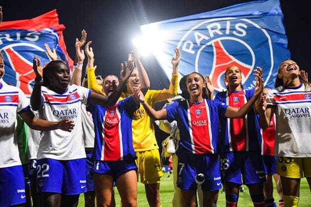 FOOTBALL : PSG vs Eintracht Francfort - UEFA Women™s Champions League - 02 09 2026 Joie des joueuses du PSG apres la qualification en Ligue des Champions fÃ minines PoissyFrance  Copyright: xBaptistexAutissierx