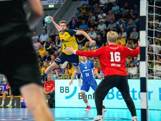 02.09.2026, xwppx, Handball Opel HBL, Rhein-Neckar-Löwen - VfL Gummersbach v.l. Tim Nothdurft (Rhein-Neckar Löwen), Bertram Obling (VfL Gummersbach) Mannheim