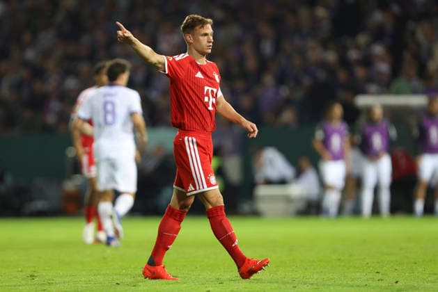 Joshua Kimmich (FC Bayern Muenchen) gestikuliert, Gestik waehrend des DFB-Pokal Spiels zwichen VfL Osnabrueck v FC Bayern Muenchen, Bremer Bruecke am 02. September 2026 in Osnabrueck, Deutschland. (Foto von Oliver Kaelke DeFodi Images) +++ Joshua Kimmich (FC Bayern Muenchen) gestures during the DFB-Pokal match between VfL Osnabrueck v FC Bayern Muenchen at Bremer Bruecke on September 2, 2026 in Osnabrueck, Germany. (Photo by Oliver Kaelke DeFodi Images) (Photo by Oliver Kaelke DeFodi Images) -