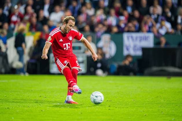 02.09.2026 - Fußball, 2026 2027, DFB-Pokal, 1. Hauptrunde, VfL Osnabrück - FC Bayern München: Harry Kane (München) macht das Tor zum 1:4 per Elfmeter DFB REGULATIONS PROHIBIT ANY USE OF PHOTOGRAPHS AS IMAGE SEQUENCES AND OR QUASI-VIDEO.
