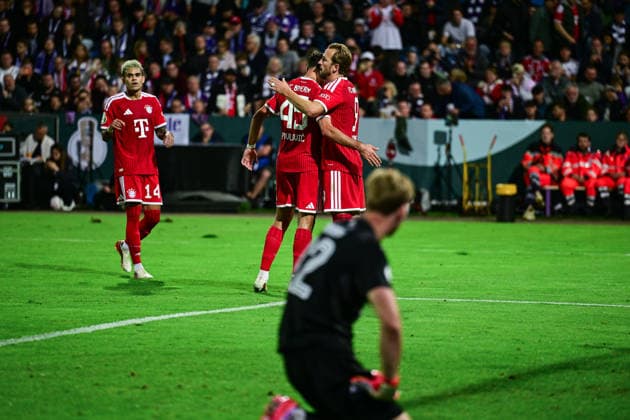 02.09.2026, Fussball, DFB-Pokal, VfL Osnabrück - FC Bayern München, Harry Kane (FC Bayern München) freut sich über das Tor zum 1:4, xRHR-FOTO DEx Copyright: TeresaxKroeger RHR-FOTOx RHR-FOTO DE