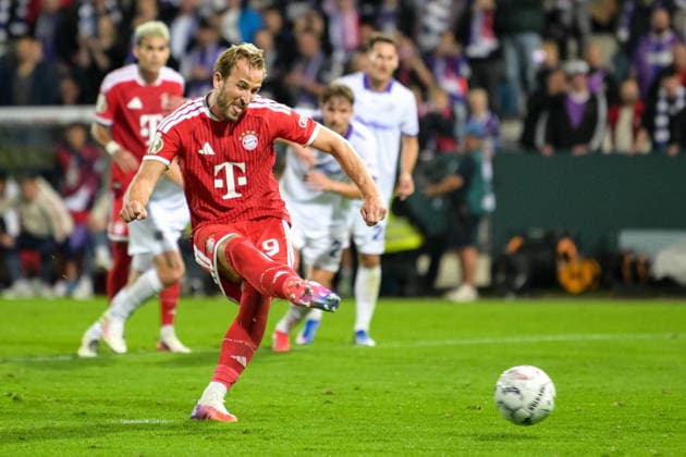 Fußball, DFB-Pokal, 20260902, VfL Osnabrück - FC Bayern München. Im Bild Tor 1:4 Torschütze, Harry KANE (Bayern, 9). Osnabrück Osnatel Arena Niedersachsen Deutschland Copyright: Passion2Press MarkusxFischerx