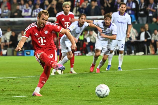 Harry KANE (M) schiesst das Tor zum 1-4 per Elfmeter, Fussball DFB Pokal, 1. Hauptrunde, VfL Osnabrueck - FC Bayern Muenchen 1-4- am 02.09.2026 im Stadion an der Bremer Bruecke Osnabrueck Deutschland. DFL DFB regulations prohibit any use of photographs as image sequences and or quasi-video Â