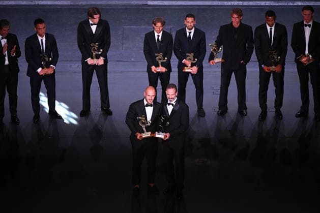 IPA88044355 - Federico Dimarco, the MVP, is seen on stage during the AIC Gran Gala del Calcio on September 2, 2026, at La Scala theater in Milan, Italy  Copyright: xTizianoxBallabio IPAxSportx xx 88044355