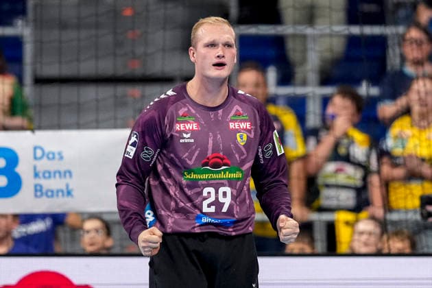 David Späth (Torwart, RNL, 29), Einzelbild, Einzelfoto, Aktion, Action, 02.09.2026, Mannheim (Deutschland), Handball, Bundesliga, Rhein-Neckar Löwen - VfL Gummersbach
