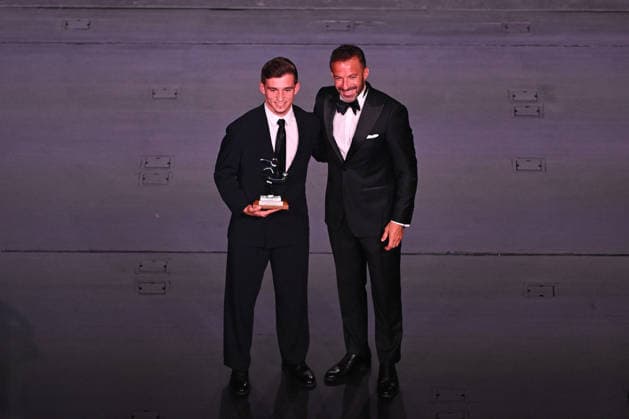 Gran Gala Del Calcio AIC Francisco Conceicao of Juventus FC and Alessandro Del Piero are seen on stage during the Gran Gala del Calcio AIC at theater La Scala in Milan, Italy, on September 2, 2026. Milano Italy Milano Italy  Copyright: xTizianoxBallabiox originalFilename:ballabio-grangald260902_npc6A.jpg