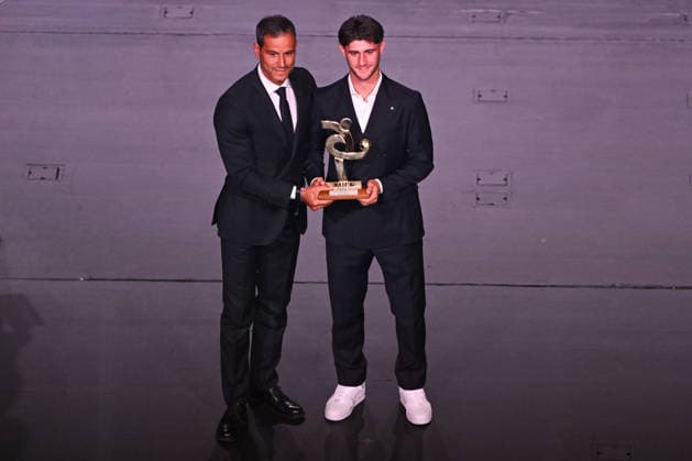Gran Gala Del Calcio AIC Mattia Liberali of Calcio 1907 is seen on stage during the Gran Gala del Calcio AIC at theater La Scala in Milan, Italy, on September 2, 2026. Milano Italy Milano Italy  Copyright: xTizianoxBallabiox originalFilename:ballabio-grangald260902_npkW7.jpg