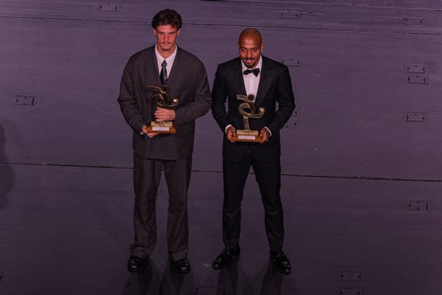 IPA88052834 - Goalkeeper of the Year Mile Svilar, Forward of the Year Doyell Malen (Roma) at the 2026 AIC Gran Gala del Calcio, Other in Milan, Italy, September 2, 2026  Copyright: xLucaxMicheli IPAxSportx xx 88052834