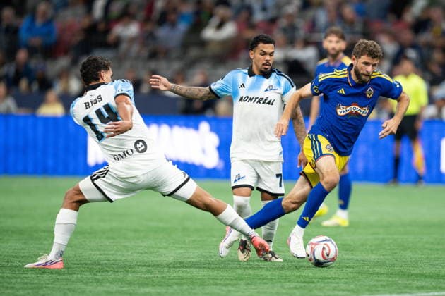 September 2, 2026, Vancouver, Bc, CANADA: Vancouver Whitecaps Thomas Muller, right, runs past CF Montreal s Daniel Rios (14) and Dani Pereira (7) during second half Canadian Championship semifinal soccer action in Vancouver on Wednesday, Sept. 2, 2026. Canada News - September 2, 2026  - ZUMAc35_ 20260902_zaf_c35_129 Copyright: xEthanxCairnsx