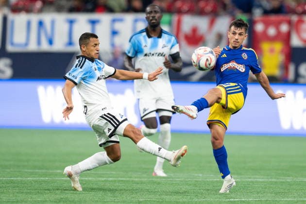 September 2, 2026, Vancouver, Bc, CANADA: CF Montreal s Alexis Sanchez, left, and Vancouver Whitecaps Andres Cubas vie for the ball during second half Canadian Championship semifinal soccer action in Vancouver on Wednesday, Sept. 2, 2026. Canada News - September 2, 2026  - ZUMAc35_ 20260902_zaf_c35_143 Copyright: xEthanxCairnsx