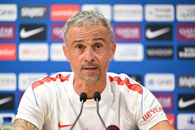 Paris Saint-Germain holds media day at PSG Campus POISSY, FRANCE - SEPTEMBER 03: Luis Enrique, head coach of Paris Saint-Germain (PSG), speaks during a press conference, PK, Pressekonferenz at the PSG Campus in Poissy, west of Paris, France on September 3, 2026. Mustafa Yalcin Anadolu Poissy France. Editorial use only. Please get in touch for any other usage.  Copyright: x2026xAnadoluxMustafaxYalcinx