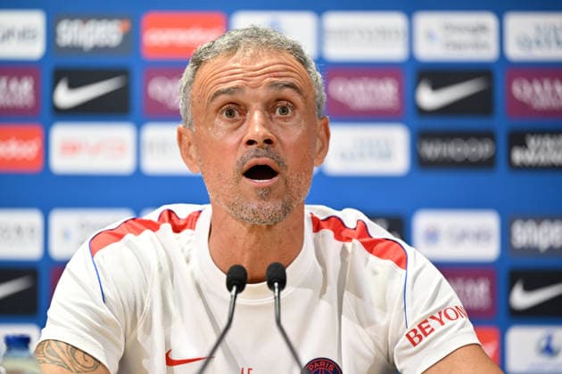 Paris Saint-Germain holds media day at PSG Campus POISSY, FRANCE - SEPTEMBER 03: Luis Enrique, head coach of Paris Saint-Germain (PSG), speaks during a press conference, PK, Pressekonferenz at the PSG Campus in Poissy, west of Paris, France on September 3, 2026. Mustafa Yalcin Anadolu Poissy France. Editorial use only. Please get in touch for any other usage.  Copyright: x2026xAnadoluxMustafaxYalcinx