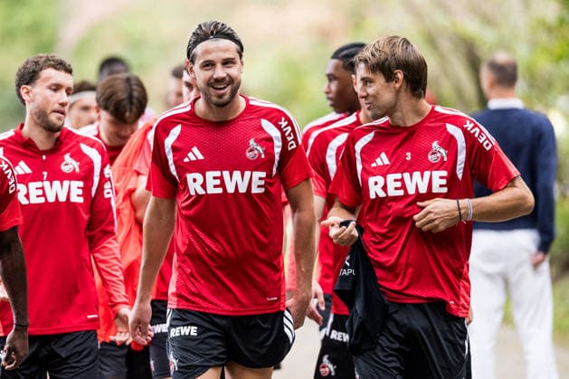 COLOGNE, GERMANY - SEPTEMBER 03: Imad Rondic (1. FC Koeln, 15), Borna Sosa (1. FC Koeln, 3) during a training session of season 2026 27 at Geissbockheim on September 03, 2026 in Cologne, Germany. North Rhine Westphalia Germany Copyright: xSteffiexWunderlx