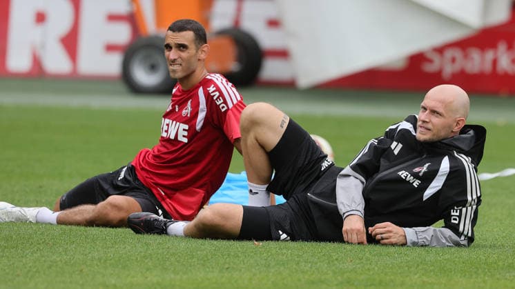 Training, 1. FC Köln, von links: Ellyes Skhiri, Andre Wagner (1. FC Köln), 03.09.2026, Bild: *** Local Caption *** *** Sports Training, 1. FC Köln, from left: Ellyes Skhiri, Andre Wagner, 1. FC Köln, September 3, 2026, Photo *** Local Caption ***