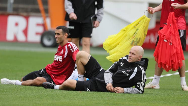 Training, 1. FC Köln, von links: Ellyes Skhiri, Andre Wagner (1. FC Köln), 03.09.2026, Bild: *** Local Caption *** *** Sports Training, 1. FC Köln, from left: Ellyes Skhiri, Andre Wagner, 1. FC Köln, September 3, 2026, Photo *** Local Caption ***