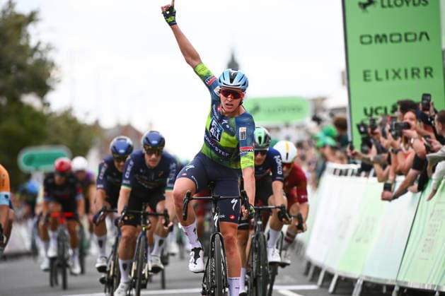 2026 Lloyds Tour of Britain Men Picture by Simon Wilkinson SWpix.com - 03 09 2026 - Cycling - UCI ProSeries - 2026 Lloyds Tour of Britain Men - Stage 2: Boston to Skegness (181.1km) - Tim Merlier (Soudal Quick-Step) Winner of Stage 2 Copyright: x xSWpix.comx(t axPhotographyxHubxLtd)xSimonxWilkinson SWpix.comx SWP-3030-21934