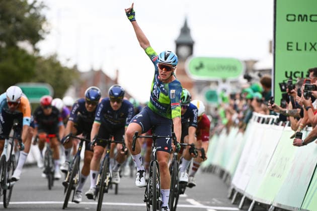 2026 Lloyds Tour of Britain Men Picture by Simon Wilkinson SWpix.com - 03 09 2026 - Cycling - UCI ProSeries - 2026 Lloyds Tour of Britain Men - Stage 2: Boston to Skegness (181.1km) - Tim Merlier (Soudal Quick-Step) Winner of Stage 2 Copyright: x xSWpix.comx(t axPhotographyxHubxLtd)xSimonxWilkinson SWpix.comx SWP-3030-21935
