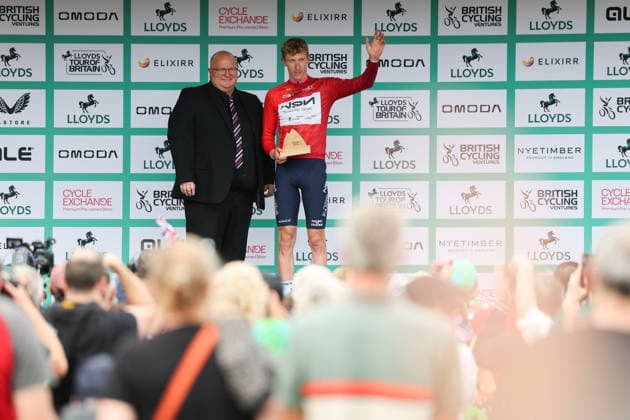 2026 Lloyds Tour of Britain Men Picture by Alex Whitehead SWpix.com - 03 09 2026 - Cycling - UCI ProSeries - 2026 Lloyds Tour of Britain Men - Stage 2: Boston to Skegness (181.1km) - Lewis Askey (NSN Cycling Team) wearing the points jersey Copyright: x xSWpix.comx(t axPhotographyxHubxLtd)xAlexxWhitehead SWpix.comx SWP-3030-21948