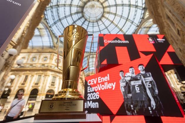 La Coppa. Presentazione CountDown Clock del Prossimo Cel Enel Eurovolley 2026 in Galleria Vittorio Emanuele. GiovedÃ¬ 3 settembre 2026. Milano, Italia. (foto Stefano Porta LaPresse) Unveiling of the Countdown Clock for the upcoming Enel EuroVolley 2026 in Galleria Vittorio Emanuele. - Milan, Italy - September 3, 2026 (photo Stefano Porta LaPresse)  Copyright: xStefanoxPortax LaPressex