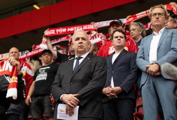 Fußball, Herren, Saison 2026 2027, 1. Bundesliga, 1. FC Union Berlin, Ordentliche Mitgliederversammlung im Stadion An der Alten Försterei, im Bild: Präsident Dirk Zingler (1. FC Union), 03.09.2026, *** Soccer, Men s, 2026–2027 Season, Bundesliga 1, 1. FC Union Berlin, Annual General Meeting at the An der Alten Försterei Stadium; pictured: 1. FC Union President Dirk Zingler, September 3, 2026, Copyright: xMatthiasxKochx