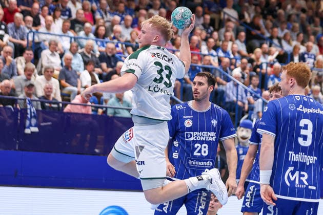 2026.09.03, xkwix, Handball, Handball-Bundesliga, TBV Lemgo Lippe - HSG Wetzlar, PHOENIX CONTACT arena, 2.Spieltag, Saison 2026 2027: Georg Loewen (HSG Wetzlar 33) beim Torwurf Photo: xKamilxWilkowskixPressefotoKochx Nordrhein-Westfalen Deutschland